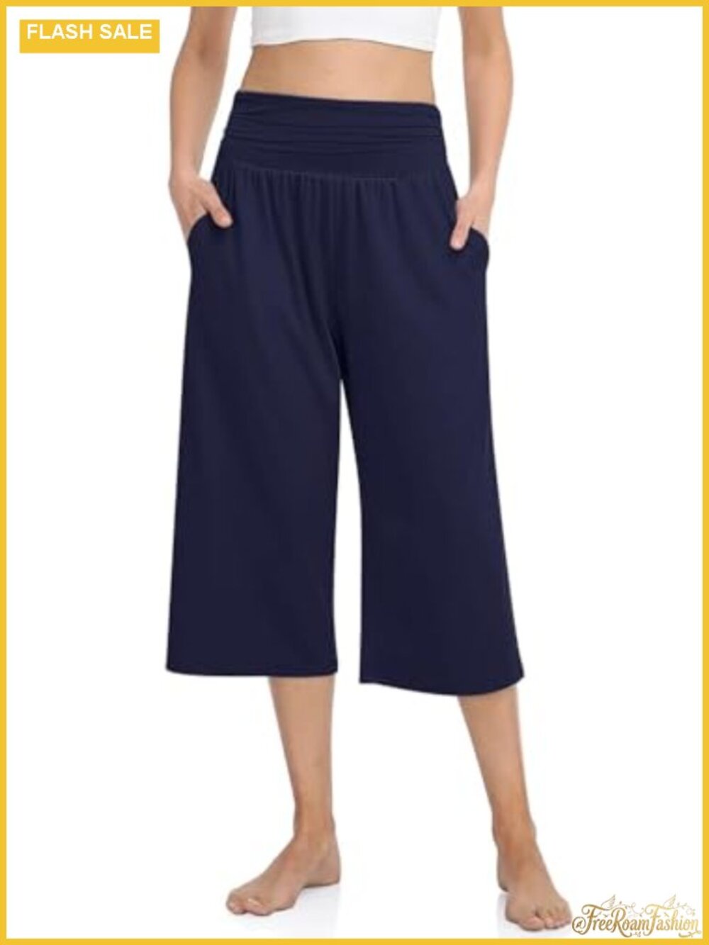 TARSE Women's Capri Lounge Wide Leg Pants with Pockets Yoga Sweatpant